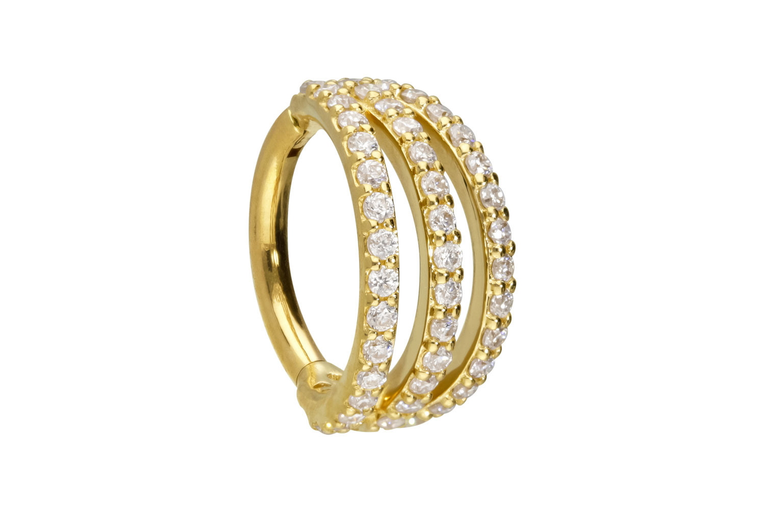 14/18 Karat Gold Segmentring Clicker Piercing EINGEFASSTE MOISSANITE + 3 RINGE